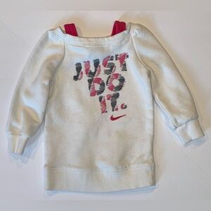 Nike Just Do It Girl’s White & Pink Sweatshirt, Size 18 Months
